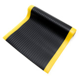 Bertech Anti-Fatigue Floor Mat, 3 Feet x 6 Feet x 3/8 Inch Thick, Ribbed Pattern Top, Black with Yellow Border, Made in USA Bertech