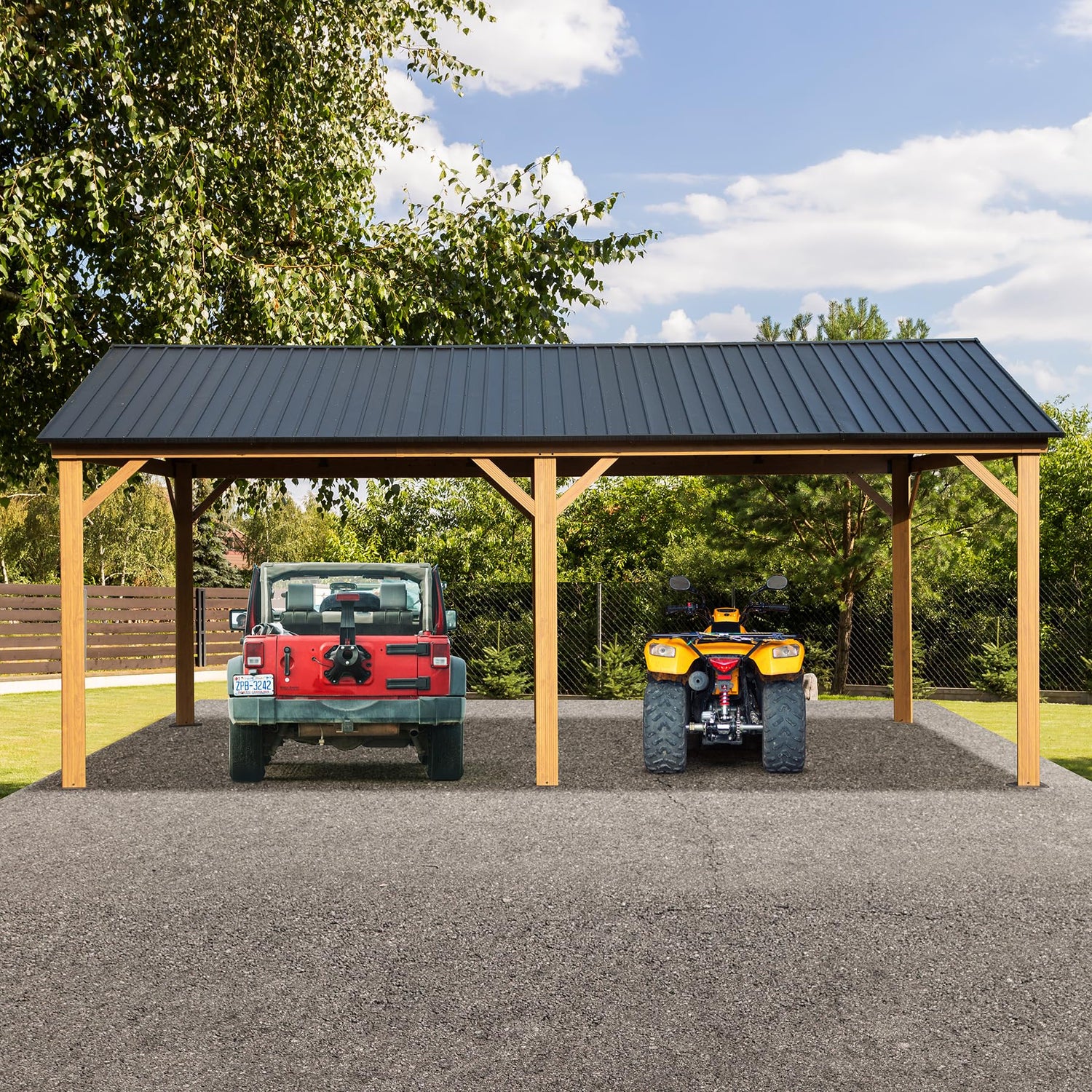 Domi 12’ x 20’ Hardtop Gazebo, Wooden Coated Aluminum Frame Canopy with Galvanized Steel Gable Roof, Outdoor Permanent Metal Pavilion for Patio, Deck domi outdoor living