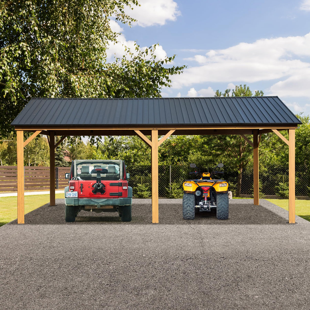 Domi 12’ x 20’ Hardtop Gazebo, Wooden Coated Aluminum Frame Canopy with Galvanized Steel Gable Roof, Outdoor Permanent Metal Pavilion for Patio, Deck domi outdoor living