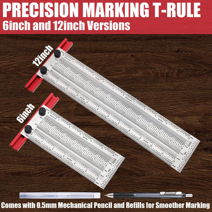 4 Pieces Precision Marking T Rule Set T Square Precision Marking T Rule Includes Compatible Pencil with 0.3 mm Mechanical Pencil Refill for - WoodArtSupply