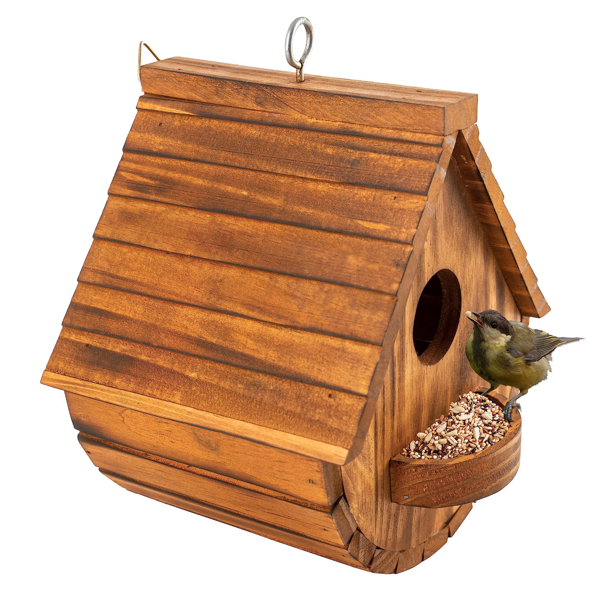 MIXUMON Bird Houses for Outside, Outdoor 3 Hole Bird House Room for 3 Bird Families Bluebird Finch Cardinals Hanging Birdhouse for Garden (Set 1) MIXUMON