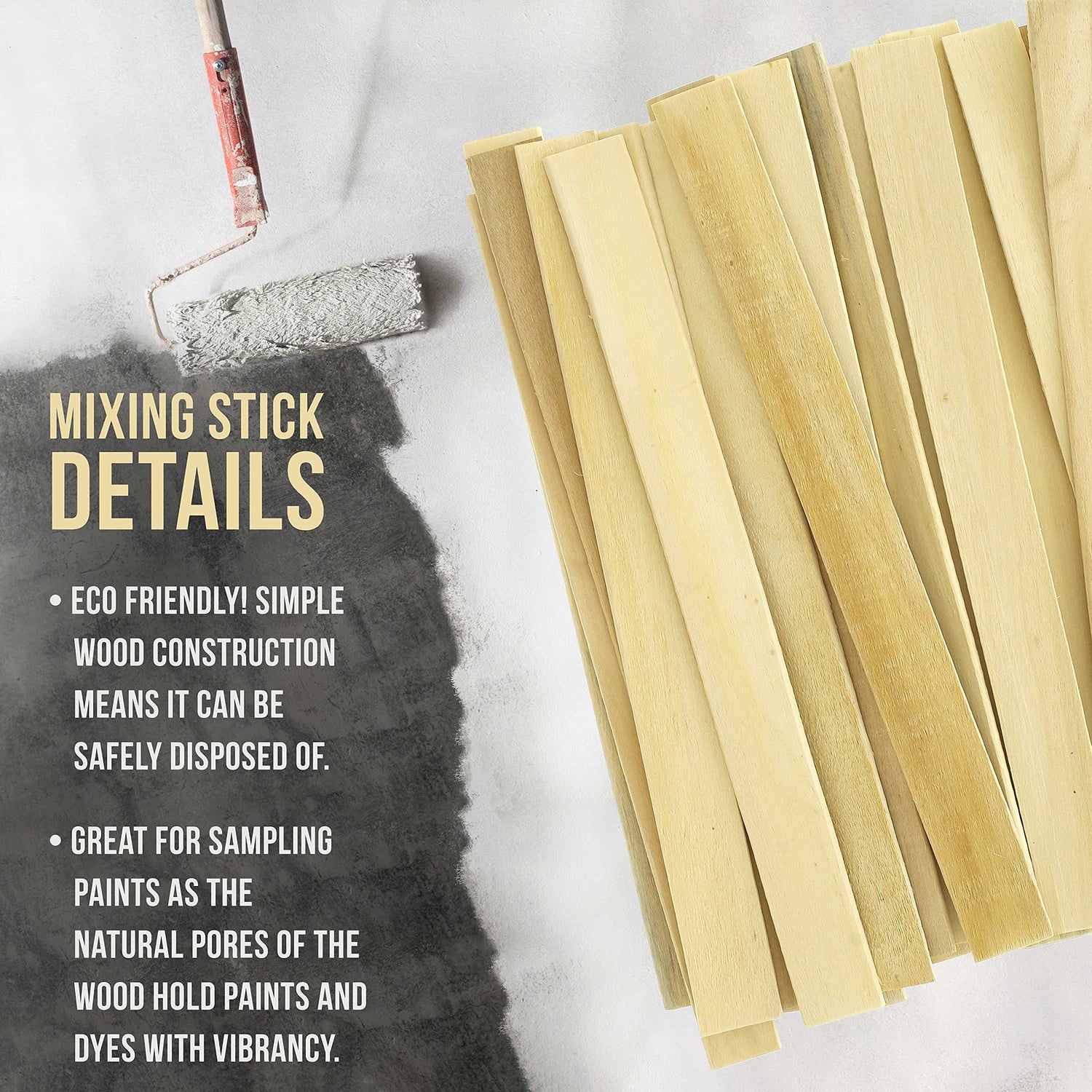 Custom Shop Craft and Paint Sticks - (Pack -100 Sticks) 12" Inch Premium Grade Wood Stirrers/Paddles - Use for Wood Crafts - Paddle to Mix Epoxy Custom Shop