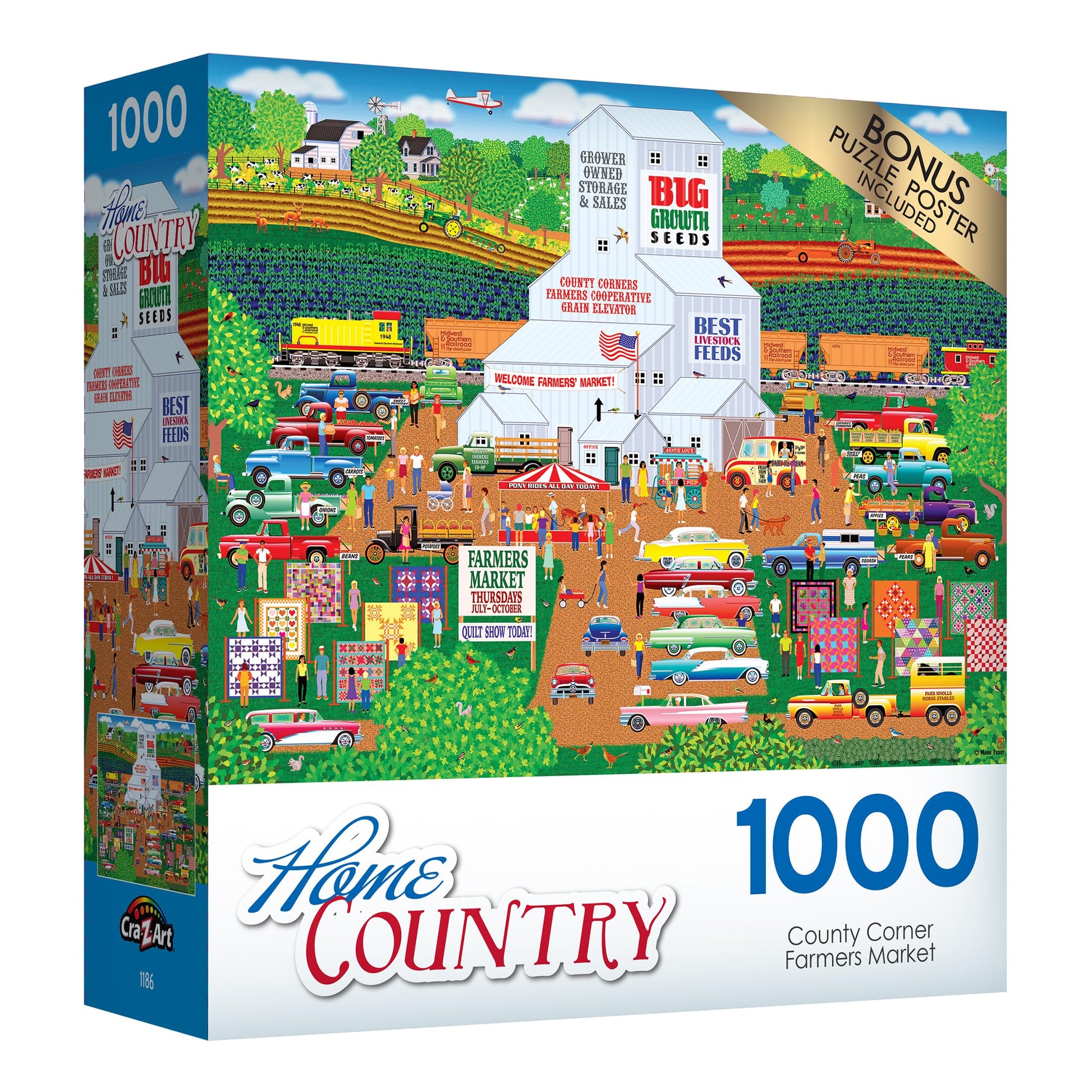 Cra-Z-Art - RoseArt - Home Country - County Corner Farmer's Market - 1000 Piece Jigsaw Puzzle - WoodArtSupply