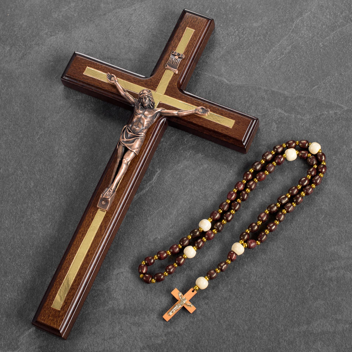 Asterom Crucifix Wall Cross - Handmade Wood Cross Wall Decor - Catholic Crucifix - 12 Inch Asterom