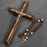 Asterom Crucifix Wall Cross - Handmade Wood Cross Wall Decor - Catholic Crucifix - 12 Inch Asterom