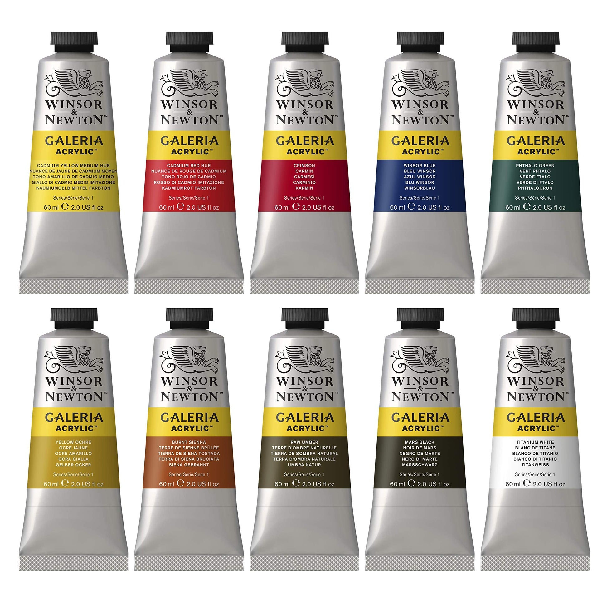 Winsor & Newton Galeria Acrylic Paint, 10 x 60ml (2--oz) Tube Paint Set - WoodArtSupply