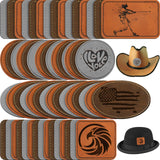 60 Pcs Blank Leatherette Hat Patches Rustic Laser Iron on Sewing Hat Patches with Adhesive Leather Patches for Hats Clothes Repair, 3 x 2 Inches Dunzy