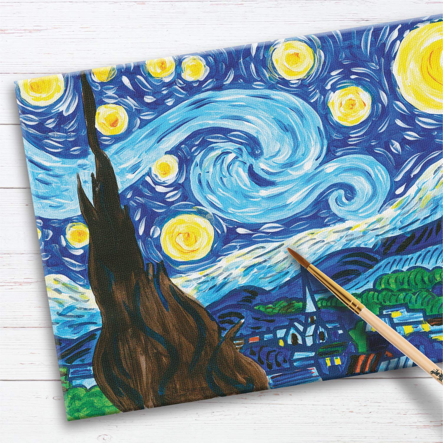 Faber-Castell Paint by Number Museum Series - Vincent Van Gogh, The Starry Night - Paint by Numbers for Adult Beginners & Young Artists (Packaging - WoodArtSupply