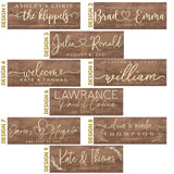 Personalized Wedding Sign, Custom Wood Family Established Sign w/Names & Dates, 15'' X 6'' - 9 Designs W/ 5 Wood Colors, Wedding Plaque for Ceremony, Personalization Lab