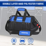 WORKPRO 16-inch Wide Mouth Tool Bag with Water Proof Molded Base WORKPRO