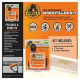 Gorilla All Purpose Wood Filler Wood Repair Kit with Putty Knife and Sanding Block Gorilla