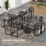 Aheaplus L Shaped Desk with Power Outlet, LED Strip & Storage Shelf for Gaming and Home Office Aheaplus