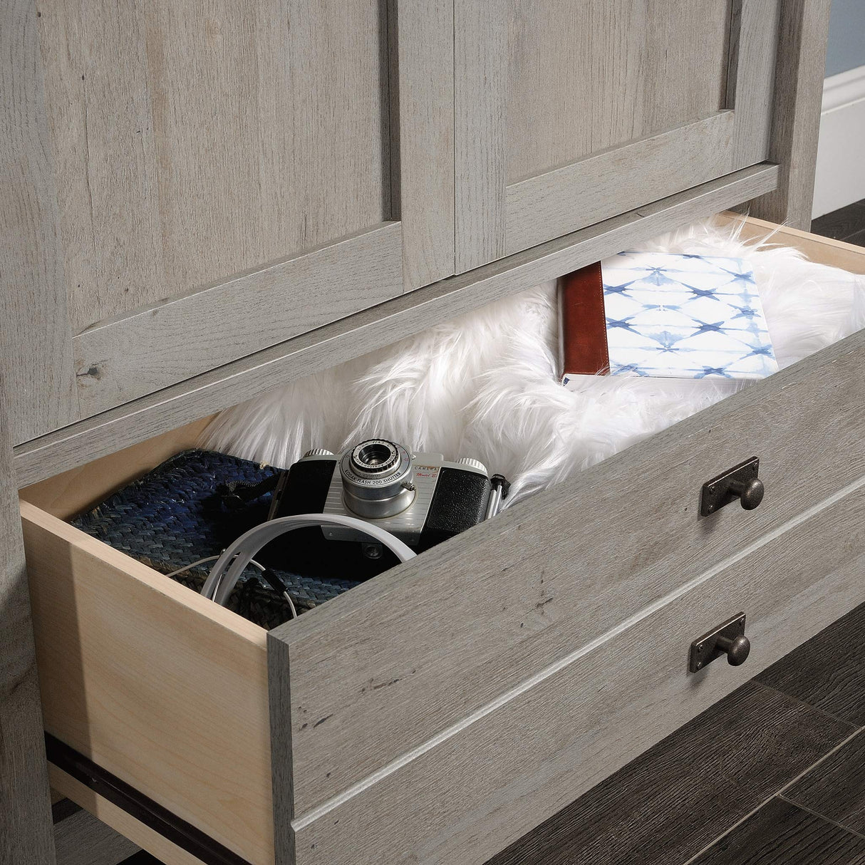 Sauder Cottage Road Armoire, L: 32.44" x W: 21.73" x H: 59.17", Mystic Oak finish Sauder