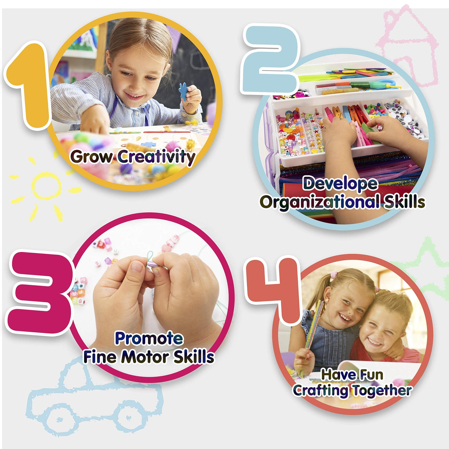 Olly Kids Craft Kits Library in a Plastic Craft Box Organizer- Craft and Art Supplies for Kids Ages 4 5 6 7 8 9 10 11 &12 Year Old Boys & Girls Olly Kids