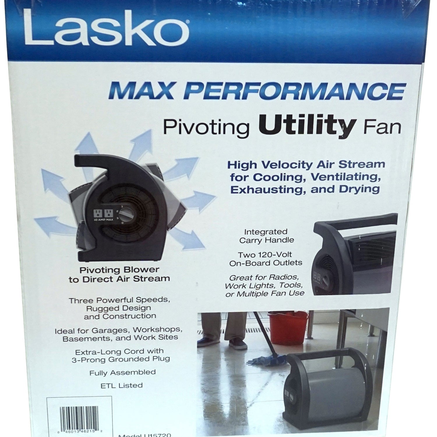 Lasko Max Performance Pivoting Utility Fan Model U15720 Lasko