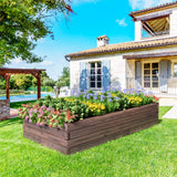 Giantex Raised Garden Bed, Wood Planter Box, Outdoor Planting Bed for Vegetable Flower, Rectangular Planter for Patio and Lawn 47''Lx24''Wx9''H, Giantex