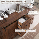 T4TREAM 60'' Farmhouse Buffet Cabinet with Sliding Barn Doors and 4 Drawers in Reclaimed Barnwood T4TREAM