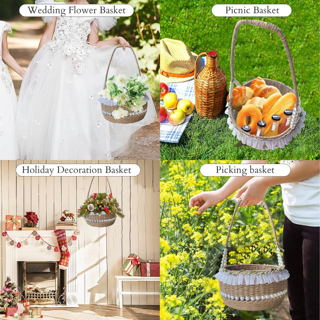 AOUXSEEM 143 Pcs Basket Weaving DIY Making Kits for Beginners, Jute Rope Weaving Basket with Handles Storage Basket Flower Baskets for Easter Picnic AOUXSEEM