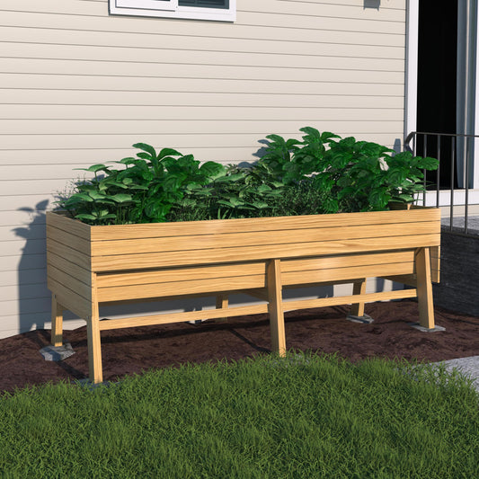 MUPATER Raised Garden Bed Outdoor for Vegetables with Legs, Large Elevated Garden Planter Box Wooden with Liner Design for Herbs, Natural - WoodArtSupply