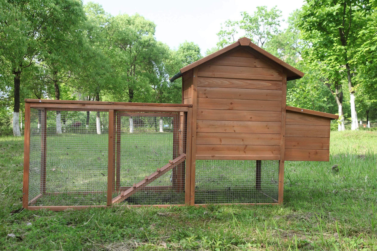 ECOLINEAR Chicken Coop for 2-4 Chickens Wooden Rabbit Hutch Outdoor Hen House Poultry Pet Coop Nest Box Garden Backyard Cage (80") ECOLINEAR