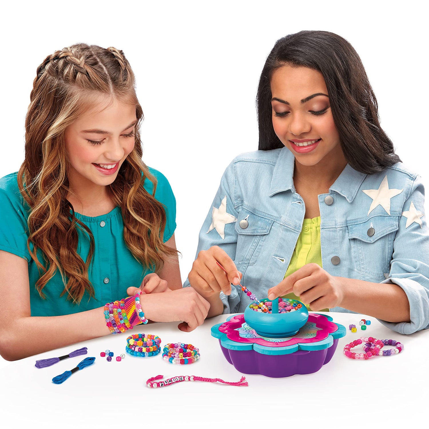 CRA-Z-Art Shimmer ‘N Sparkle 2-in-1 Spin & Bead Friendship Studio Bracelet Maker, Ages 8 and up Shimmer and Sparkle