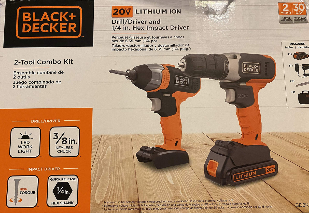 Stanley Black & Decker BD2KITCDIBCWM MAX 2 Tool Cordless Drill and Impact Driver Combo Kit 20V BLACK+DECKER