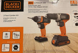 Stanley Black & Decker BD2KITCDIBCWM MAX 2 Tool Cordless Drill and Impact Driver Combo Kit 20V BLACK+DECKER