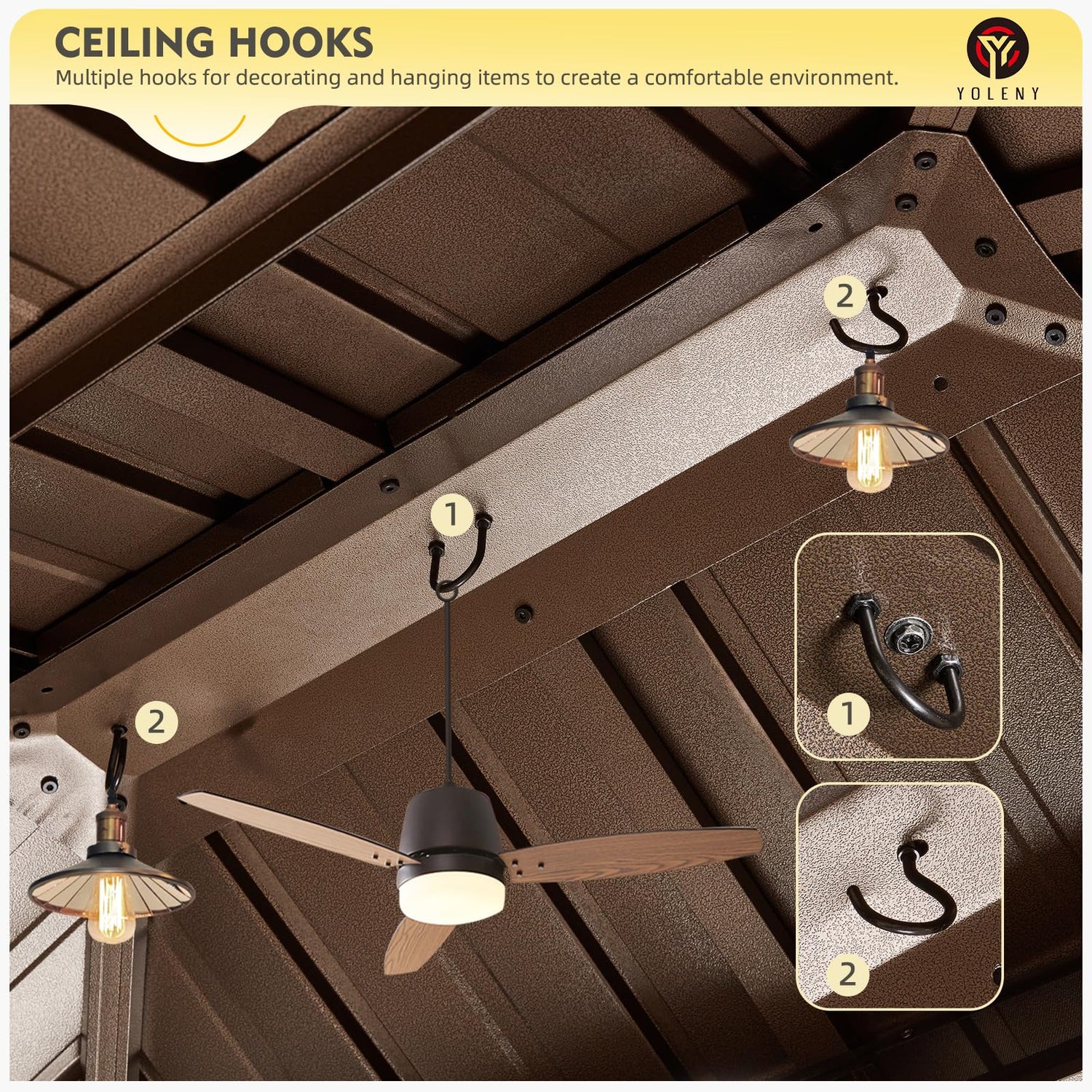 YOLENY 10' x 12' Hardtop Gazebo, Metal Gazebo with Aluminum Frame, Double Galvanized Steel Roof, Curtains and Netting Included, Pergolas for Patios, YOLENY