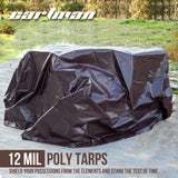 CARTMAN Finished Size 12x20 Feet Extra Thick 12 Mil Heavy Duty Poly Tarp, Multipurpose Protective Cover, UV Resistant, Waterproof Poly Tarpaulin with CARTMAN