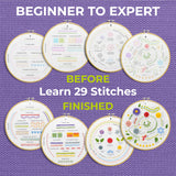 Craftwiz 4 Set Embroidery Starter Kit, Embroidery Kit for Beginners Adults and Kids with Patterns, Beginner Embroidery Kit for Adults, Hand Craftwiz