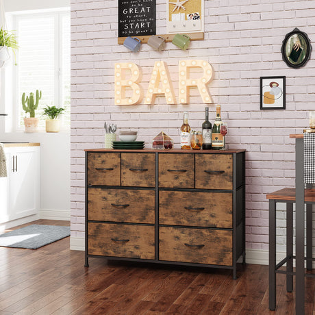 WLIVE Dresser for Bedroom with 8 Drawers, Wide Fabric Dresser for Storage and Organization, Bedroom Dresser, Chest of Drawers for Living Room, WLIVE