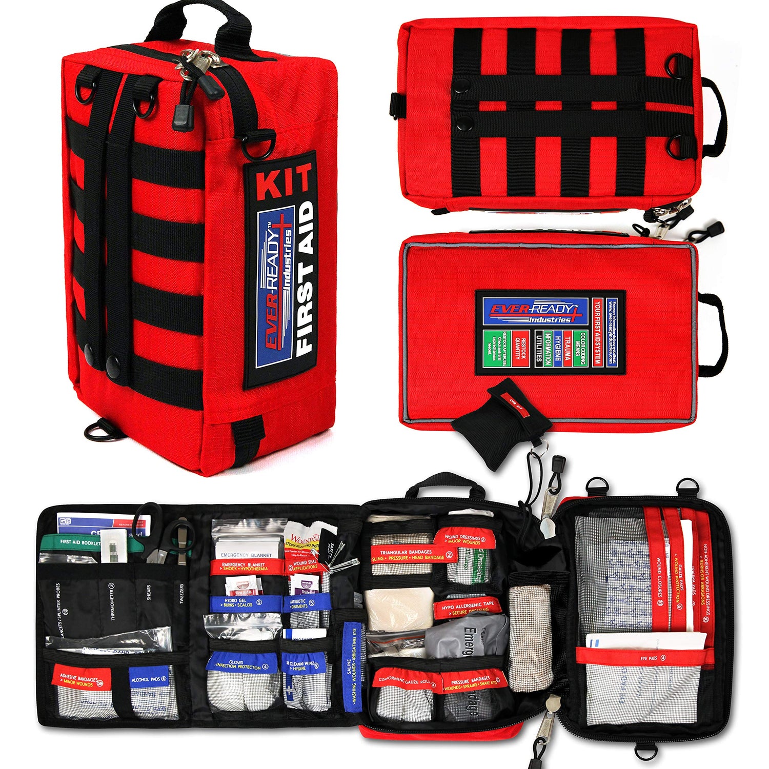Ever-Ready Industries Premium Trauma First Aid Kit for Outdoors, Workplace, and Home - Exceed OSHA Guidelines and ANSI 2009 Standards - 240 Pieces - WoodArtSupply