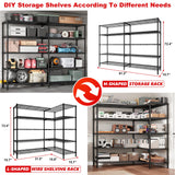 REIBII 61.2''W Storage Shelves 1500LBS Wire Shelving Unit 5 Tier Metal Shelving for Storage Rack Shelves for Storage Heavy Duty Garage Shelf Pantry REIBII