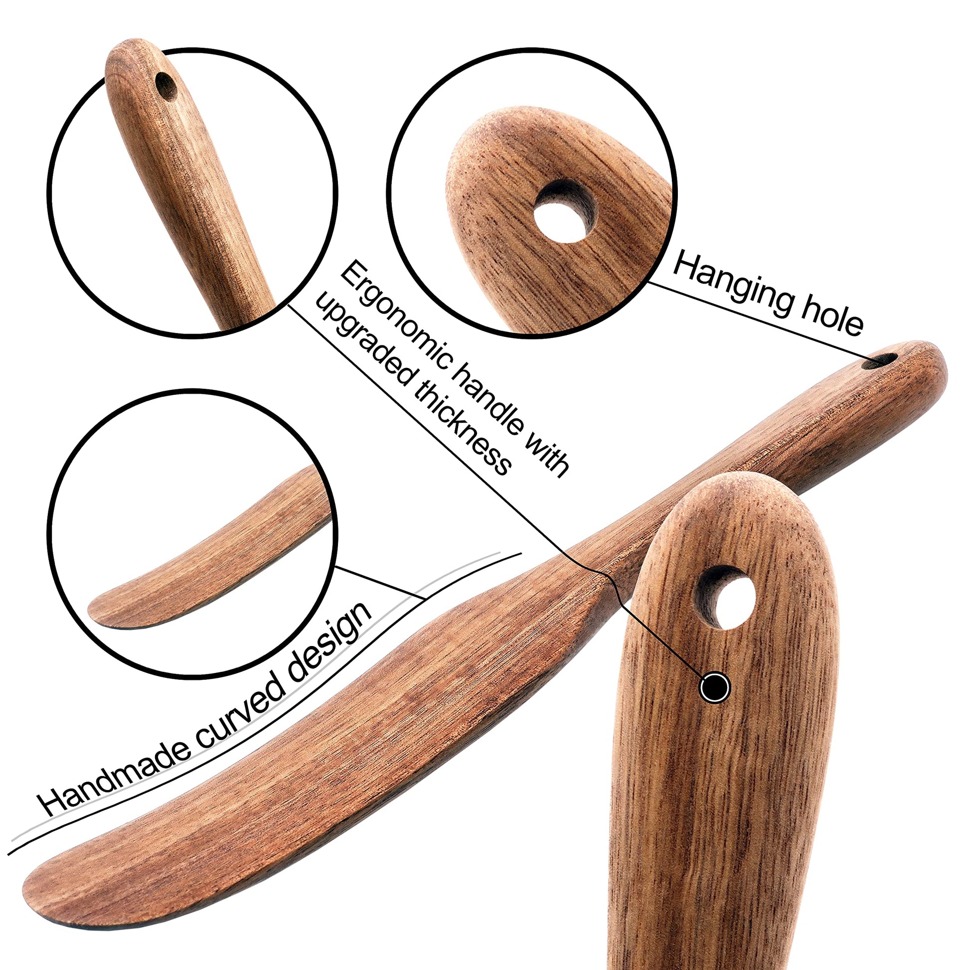 As Seen On TV, Spurtles Kitchen Tools Wooden, Plantéa Handmade Wooden Spoons for Cooking, Heat Resistant Wooden Spurtle Set Cooking Utensil For - WoodArtSupply