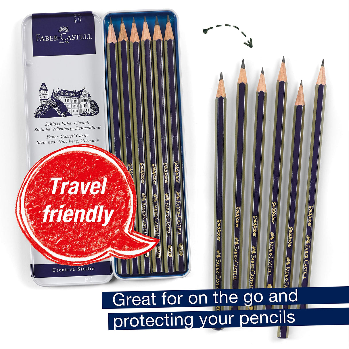 Faber-Castell Graphite Sketch Pencil Set - 6 Graphite Pencils (2H, HB, B, 2B, 4B, 6B), Drawing Pencils and Sketching Supplies Faber-Castell