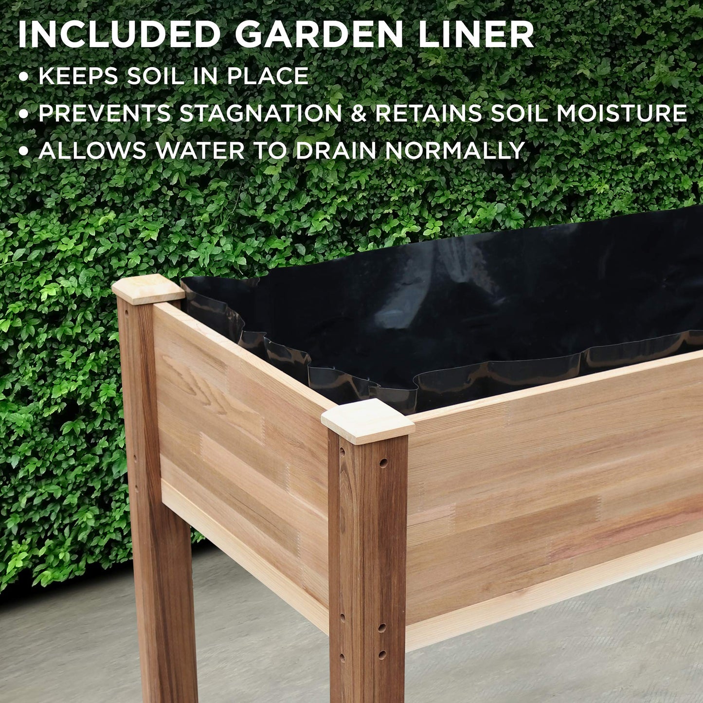 Jumbl Raised Canadian Cedar Garden Bed | Elevated Wood Planter for Growing Fresh Herbs, Vegetables, Flowers, Succulents & Other Plants at Home | - WoodArtSupply