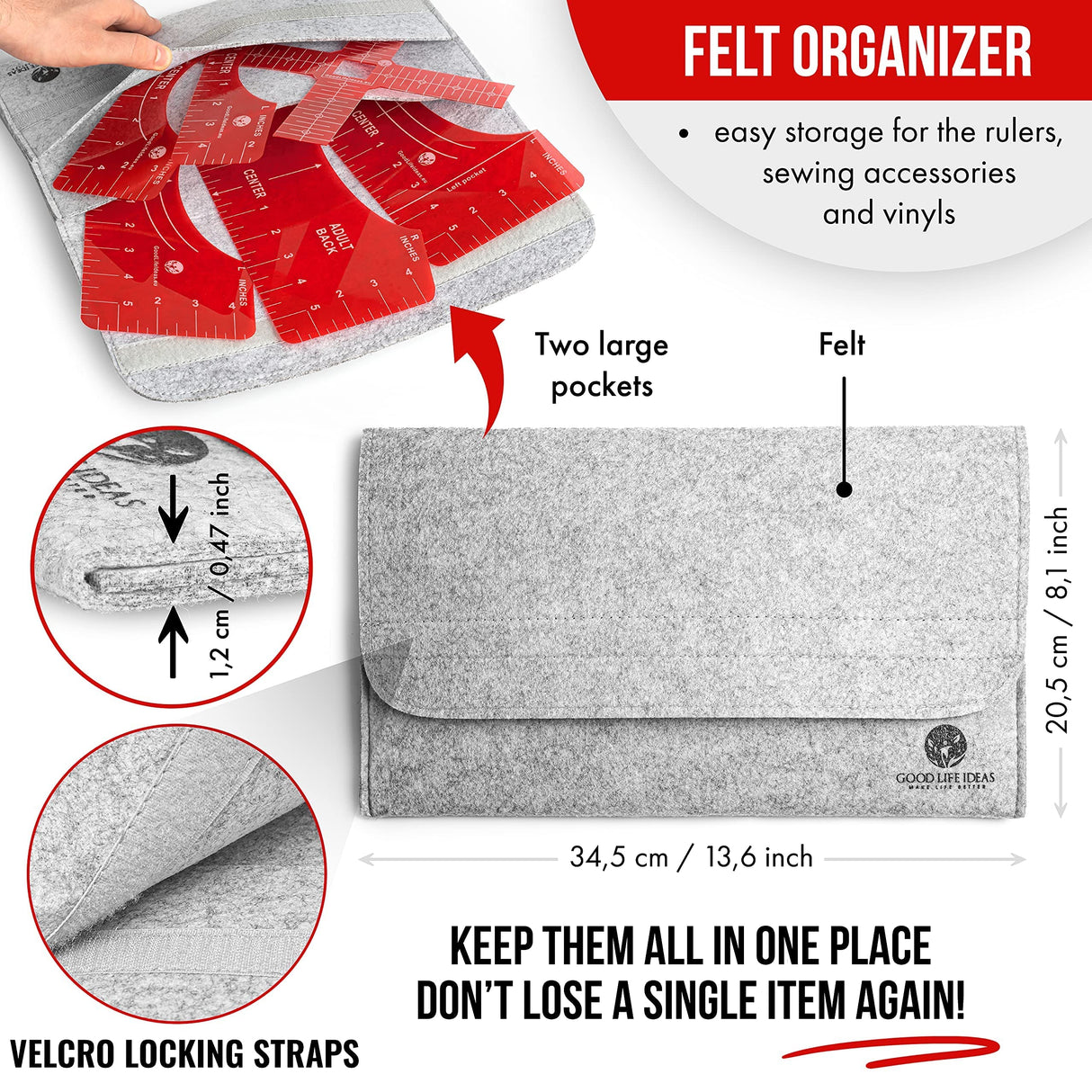 Tshirt Ruler Guide for Vinyl Alignment - T Shirt Ruler Guide for Heat Press, Shirt Measurement Tool for Heat Press, T-Shirt Ruler Centering Guide Good Life Ideas