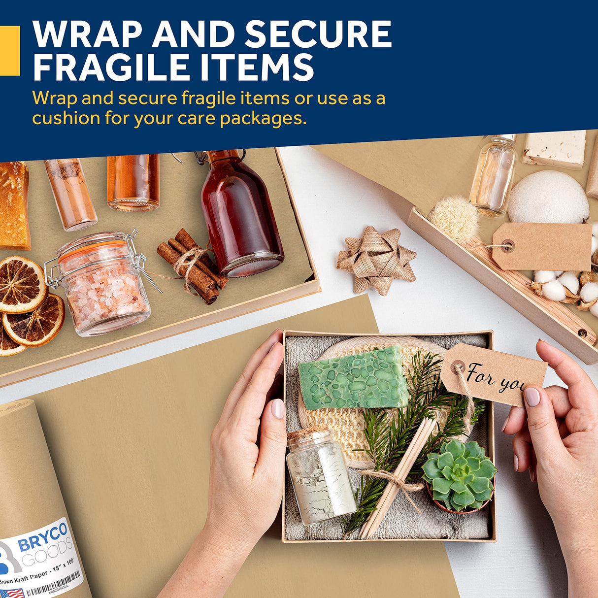 Bryco Goods 18" x 1,200" Brown Kraft Packing Paper - Versatile for Different Arts and Crafts Projects - Pin Up Your Work Or School Notes - Create Bryco Goods