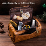 Bleggeit Personalized Leather Toiletry Bag For Men with Hook, Groomsmen Gifts Travel Bag Laser Engraved Name Monogram Leather Gift For Him Husband Bleggeit