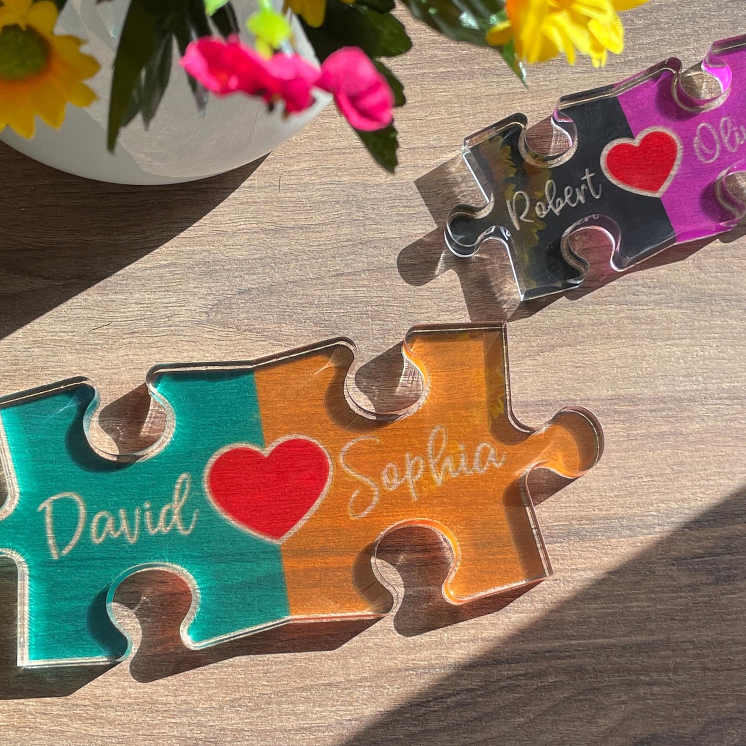 Personalized Puzzle Name Sign for Couples, Valentines Day Gifts for Her Him, 0.45in Thick Acrylic - Love Is The Piece That Holds Us Together, Amazing Items