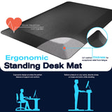FEATOL Extra Thick Anti Fatigue Mat Floor Mat, Standing Desk Memory Foam Cushioned Office Ergonomic Kitchen Mats Comfort Pad NOT PVC 9/10 Inch FEATOL