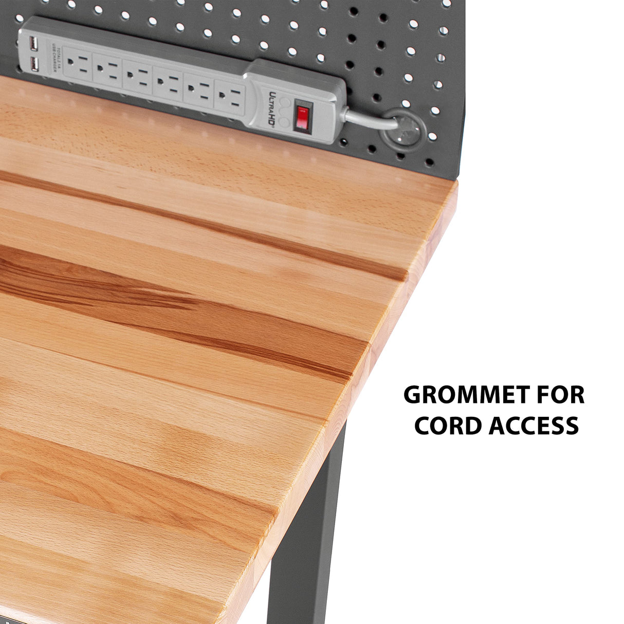 Seville Classics UltraHD Heavy Duty Commercial Lighted Workcenter w/Pegboard, 500 lbs. Weight Capacity for Garage, Warehouse, Workshop, Solid Wood Seville Classics