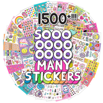 Just My Style 1500+ Stickers, Kawaii Y2K Sticker Book with Positivity Quotes, Sweet Treats, Unicorns, Fun Craft Stickers, for Girls Kids Teens Adults - WoodArtSupply