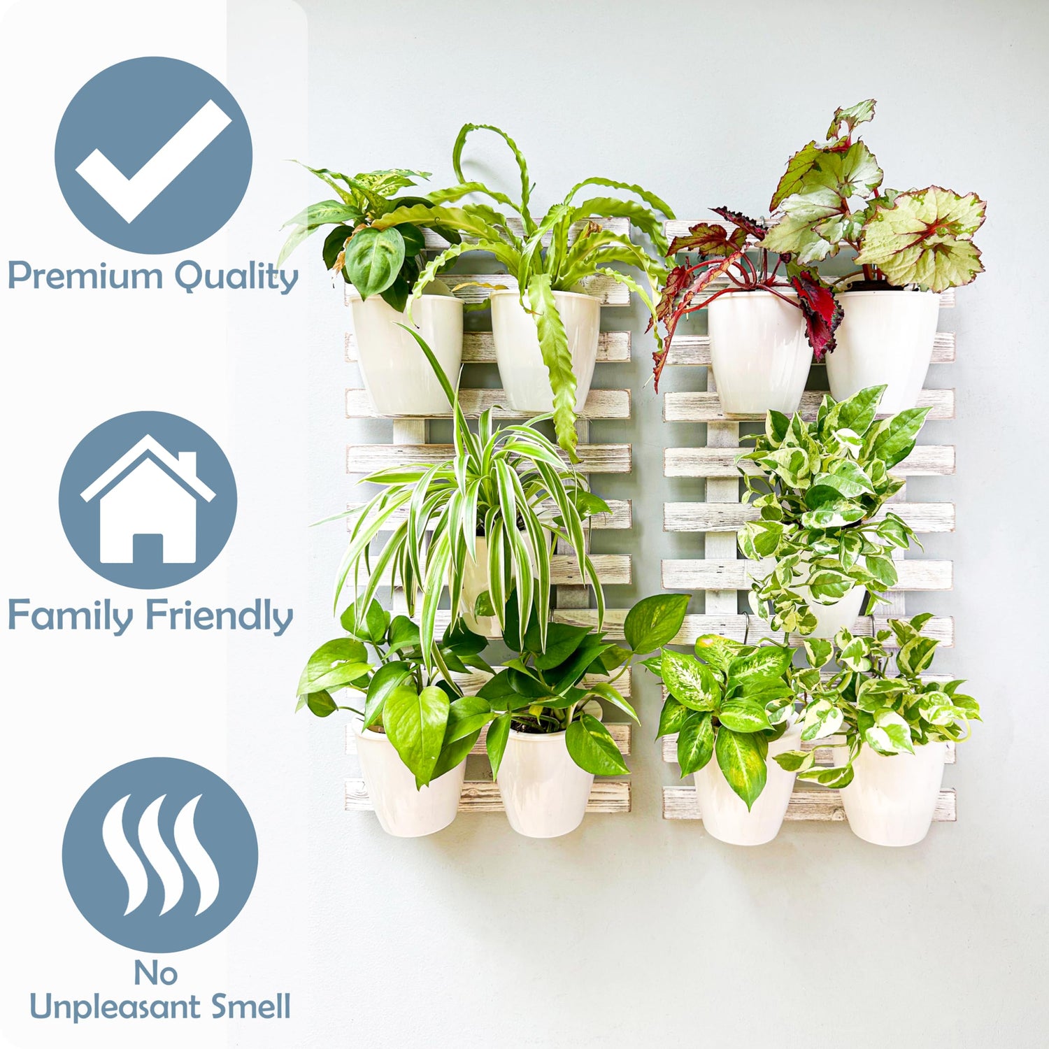 ShopLaLa Wooden Wall Planter - 2 Pack Wall Hanging Planters for Outdoor Plants Rustic White Wall Mounted Wood Ladder for Flower Pots Holder Vertical ShopLaLa