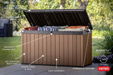 Keter Darwin 150 Gallon Resin Large Deck Box - Organization and Storage for Patio Furniture, Outdoor Cushions, Garden Tools and Pool Toys, Brown & Keter