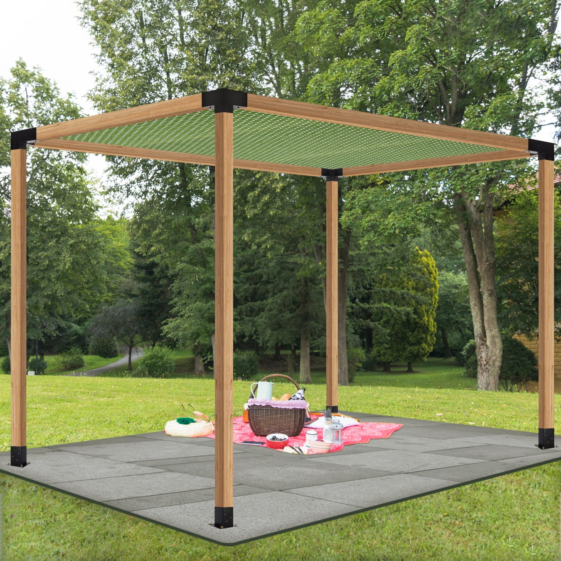 LADECH Pergola Kit with 3-Way Right Angle Corner Brackets Woodworks DIY 4x4 Post Base Kits, Wooden Bracket for Gazebos, Patio Pergolas, Outdoor - WoodArtSupply