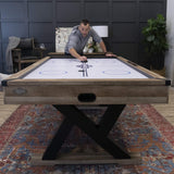 American Legend Kirkwood 84” Air Powered Hockey Table with Rustic Wood Finish, K-Shaped Legs and Modern Design American Legend