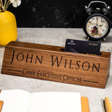 Personalized Wood Desk Name Plates, Custom Engraving Name Plates with Business Card Holder for Desks, Office Gift for Boss Teacher CEO Coworker, Man KWOOD