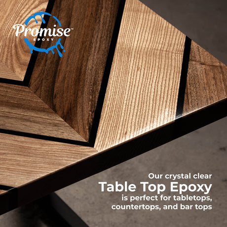 Epoxy Resin Promise Epoxy- Clear Coat Table Top | 2-Part 1 Gal (0.5 Gal Epoxy Resin & 0.5 Gal Hardener Set)| Resin Epoxy Kit with Mixing Cups, Stir Pro Marine Supplies