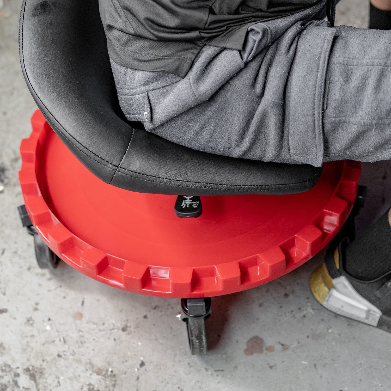 Traxion 2-230 Monster Rolling Padded Mechanic Stool Seat Garage Shop Roller Work Chair with Wheels and Tool Tray, Heavy-Duty 400-lb Capacity, Traxion